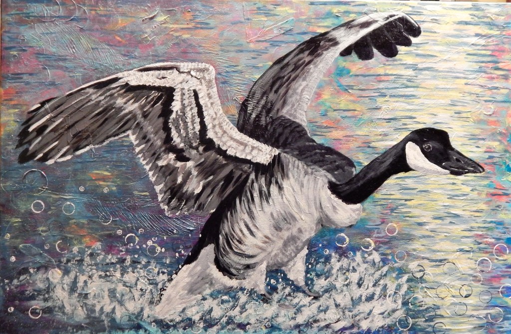 Acrylic Painting on 36x24" canvas. Edges painted black.
